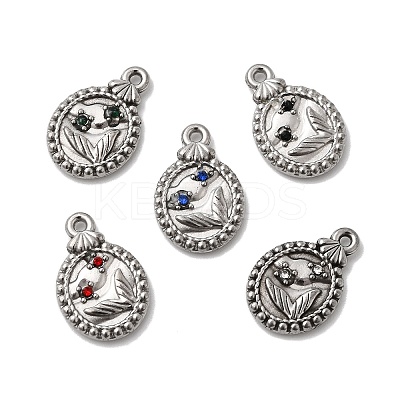 304 Stainless Steel Pave Rhinestone Pendants STAS-G369-14P-1