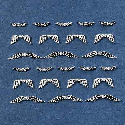 75Pcs 3 Styles Tibetan Style Alloy Fairy Wing Beads TIBEB-FS0001-15-1