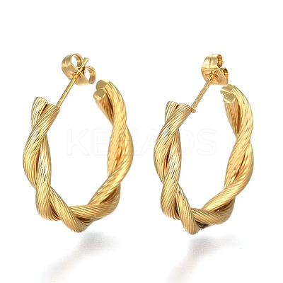 201 Stainless Steel Half Hoop Earrings X-EJEW-F257-07G-1