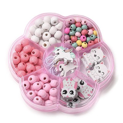 Children's Day Theme Maple Wood Jewelry Set DIY Making Kits WOOD-C006-01E-1