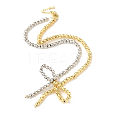 Brass Beaded Necklaces NJEW-K271-01PG-1