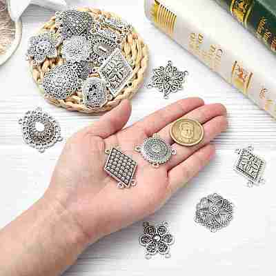 60Pcs 30 Styles Tibetan Style Zinc Alloy Multi-Strand Links FIND-CJ0003-63-1