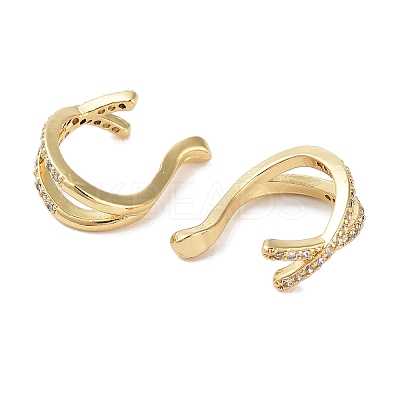 Brass Micro Pave Cubic Zirconia Cuff Earrings EJEW-E310-06G-1