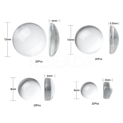 80Pcs 4 Size Transparent Glass Cabochons GGLA-ZZ0001-03-1