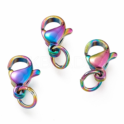 Ion Plating(IP) 304 Stainless Steel Lobster Claw Clasps STAS-G240-01C-C-1
