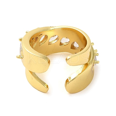 Brass Micro Pave Cubic Zirconia Cuff Rings RJEW-P102-09G-1