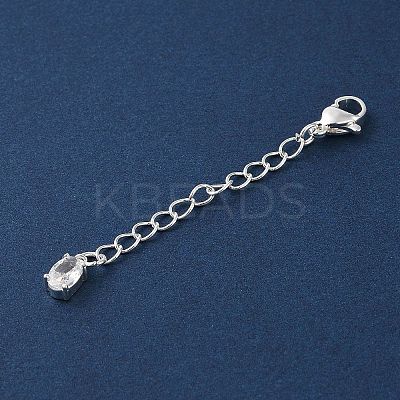 Brass Micro Pave Clear Cubic Zirconia Chain Extender KK-G491-52A-S-1