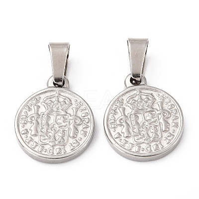 Non-Tarnish 304 Stainless Steel Coin Pendants STAS-F183-01P-A-1