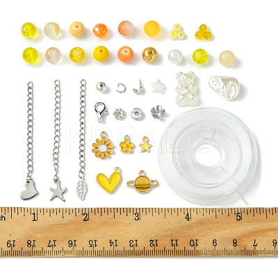 DIY Alloy Enamel & Glass & ABS Plastic Imitation Pearl Bracelets Jewelry Making Kits DIY-FS0007-52-1