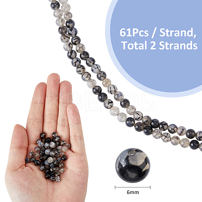2 Strands Natural Dragon Veins Agate Bead Strands G-FH0002-36B-1