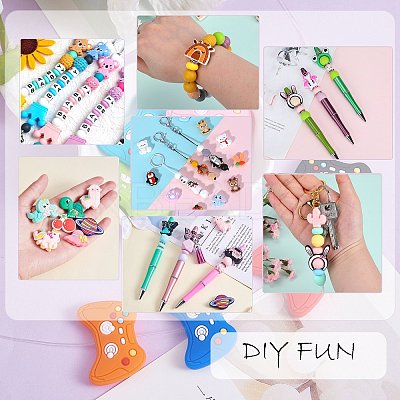 10Pcs 5 Styles Teachers' Day Silicone Focal Beads SIL-SZ0001-70-1