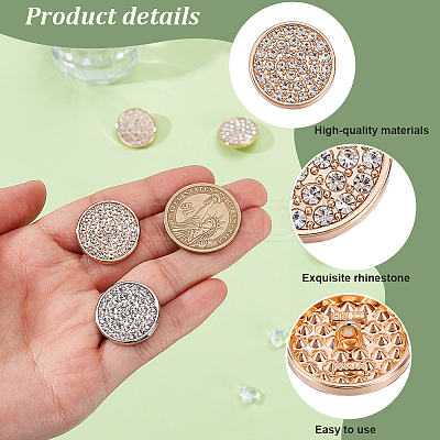 16Pcs 2 Colors 1-Hole Zinc Alloy Rhinestone Shank Buttons BUTT-GA0001-38-1