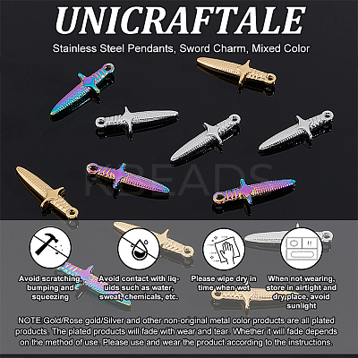 12Pcs 3 Colors Ion Plating(IP) 304 Stainless Steel Pendants STAS-UN0045-87-1