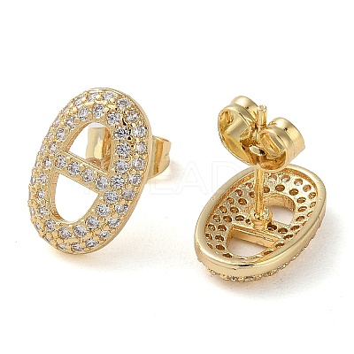 Rack Plating Brass Micro Pave Cubic Zirconia Stud Earrings EJEW-M230-18G-1