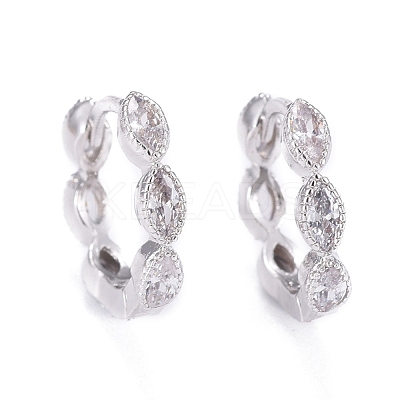 Brass Micro Pave Cubic Zirconia Huggie Hoop Earrings EJEW-K083-34P-B-1