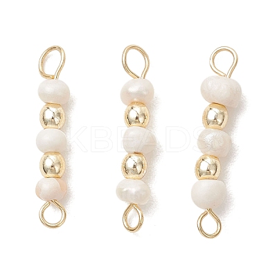 Natural Cultured Freshwater Pearl Potato with Round Electroplate Synthetic Non-magnetic Hematite Beaded Connector Charms PALLOY-JF04854-02-1