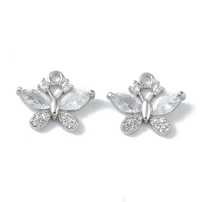 Brass Micro Pave Clear Cubic Zirconia Charms KK-H482-09P-01-1