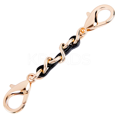 1Pc Black PU Leather Alloy Crub Chain Purse Strap Extenders for Purse Making PURS-CL0001-10B-1