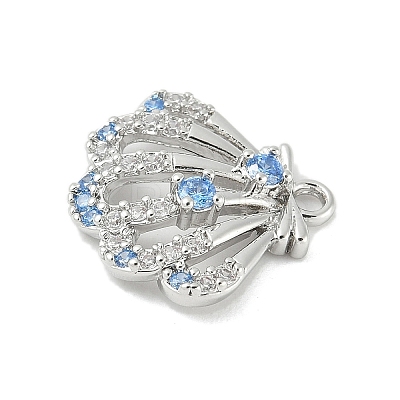 Brass Pave Light Sky Blue and Clear Cubic Zirconia Sea Animal Connector Charms LS-KK-M326-07A-P-1