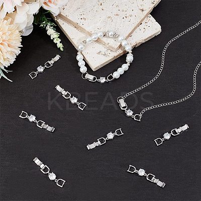6Pcs Extender Clasps Brass Micro Pave Cubic Zirconia Fold Over Extension Clasps FIND-BBC0003-54B-1