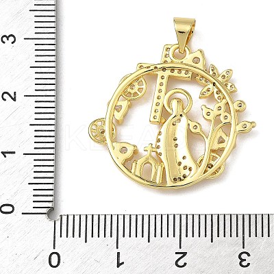 Brass Micro Pave Clear Cubic Zirconia Pendants KK-L257-21G-1