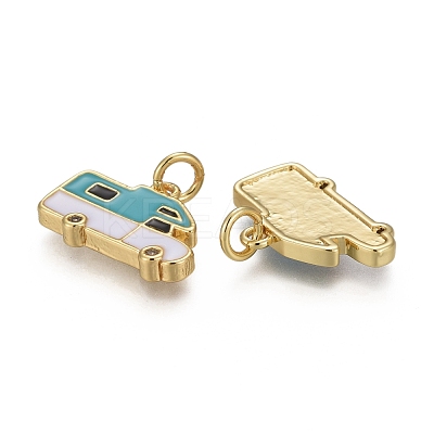 Brass Micro Pave Clear Cubic Zirconia Pendants KK-F821-34B-G-1