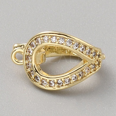 Brass Micro Pave Clear Cubic Zirconia Fold Over Clasps FIND-WH0428-15G-1