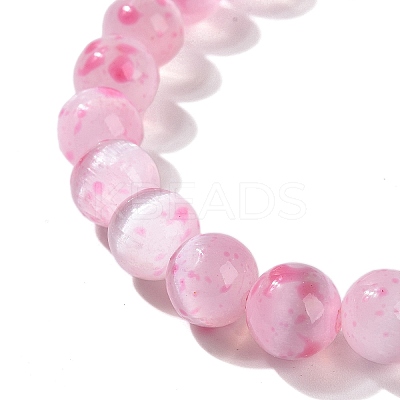 Dyed Natural Selenite Round Beaded Stretch Bracelet for Women BJEW-G697-02B-1