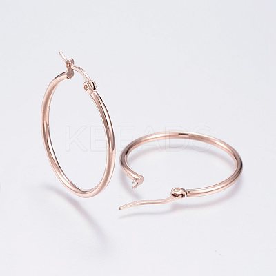 PVD Vacuum Plating 304 Stainless Steel Hoop Earrings EJEW-F105-08RG-1