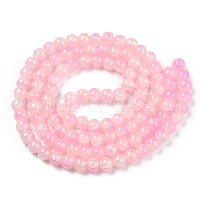Crackle Baking Paint Imitation Jade Glass Beads Strands DGLA-T003-10mm-01-1