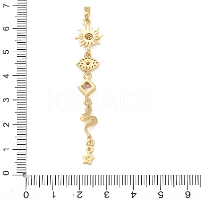 Tassel Brass Micro Pave Clear Cubic Zirconia Big Pendants LS-KK-L271-01G-11-1
