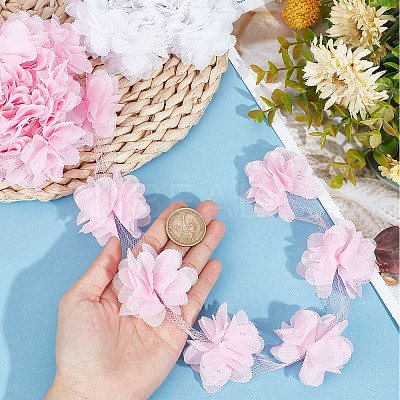9~10 Yards 2 Colors 3D Organza Flower Trimming FIND-GF0004-50-1