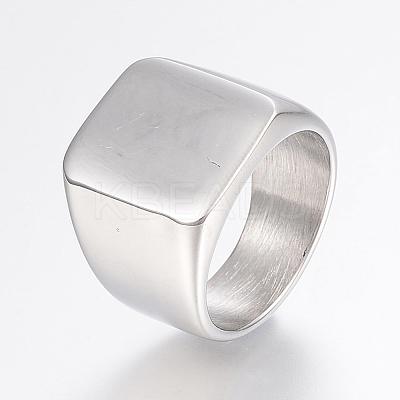 Tarnish Resistant 304 Stainless Steel Signet Band Rings for Men RJEW-G091-16-21mm-P-1