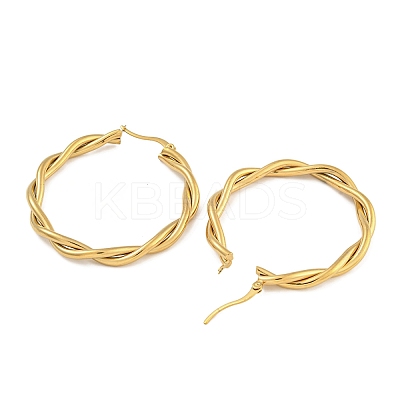 304 Stainless Steel Twist Ring Hoop Earrings for Women EJEW-U022-14G-1