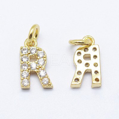 Brass Micro Pave Grade AAA Cubic Zirconia Charms X-ZIRC-P067-11G-R-NR-1