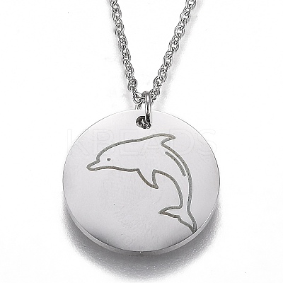 Non-Tarnish 304 Stainless Steel Pendant Necklaces NJEW-Z006-01P-1
