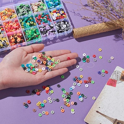 2400Pcs 15 Colors Handmade Polymer Clay Beads CLAY-YW0001-27A-1