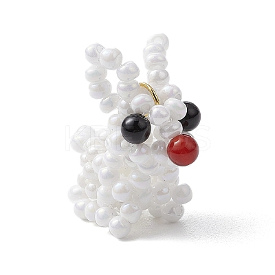 3D Glass Seed Beaded Rabbit Charms PALLOY-MZ00577-1