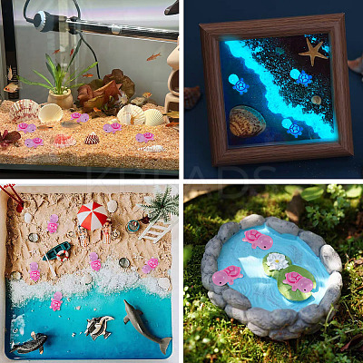 12Pcs Luminous Translucent Resin Sea Animal Cabochons RESI-TA0004-56B-1