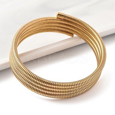 304 Stainless Steel Spring Multi-strand Bangles for Women BJEW-Z086-01G-02-1