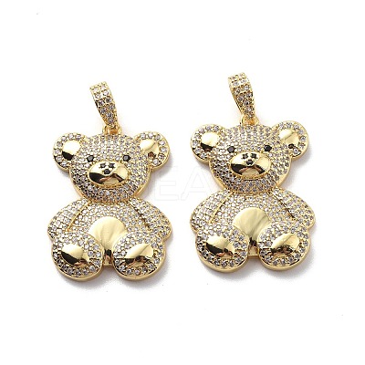 Brass Cubic Zirconia Pendants KK-G446-17G-1