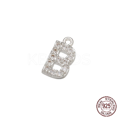 Real Platinum Plated Rhodium Plated 925 Sterling Silver Micro Pave Clear Cubic Zirconia Charms STER-P054-10P-B-1