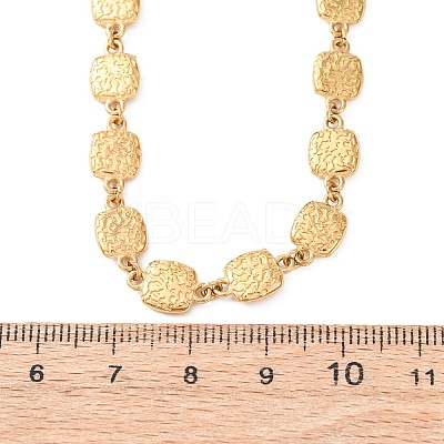304 Stainless Steel Textured Square Link Chain Necklaces for Women NJEW-K299-02G-1
