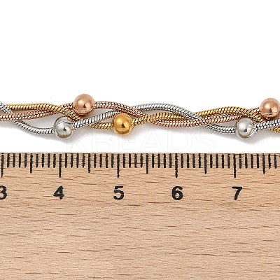 3 Colors 304 Stainless Steel Round Snake Chain Braided 3 Starnd Necklaces for Women NJEW-Z071-01M-1