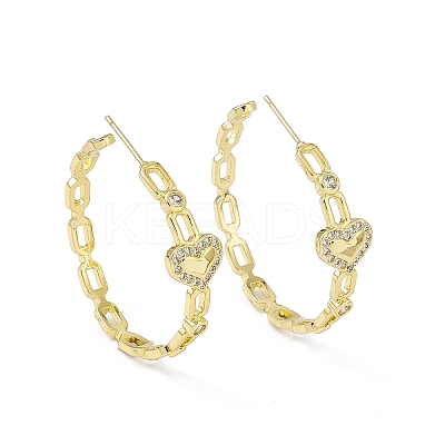 Clear Cubic Zirconia Heart Stud Earrings EJEW-I277-13G-1