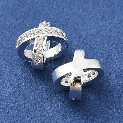 Brass Micro Pave Cubic Zirconia Beads KK-P297-06S-1