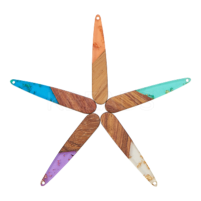 Transparent Resin & Walnut Wood Pendants RESI-CJ0001-78-1