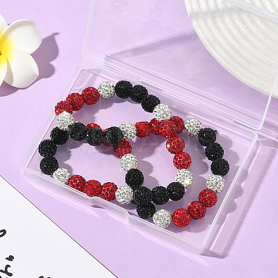 1Pc Polymer Clay Rhinestone Round Beaded Stretch Necklaces NJEW-SP0001-14B-1