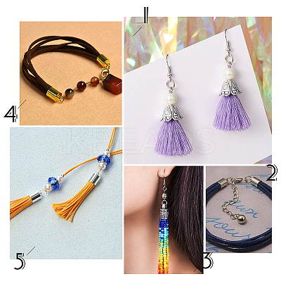 140Pcs 14 Style Alloy Cord End FIND-PH0002-50-1