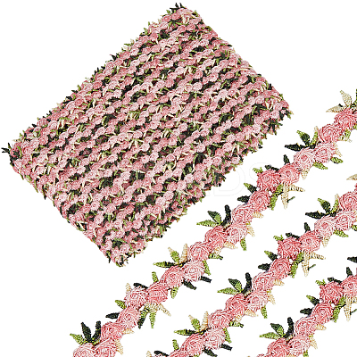 15 Yards Flower Polyester Embroidery Lace Ribbon OCOR-WH0070-77E-1